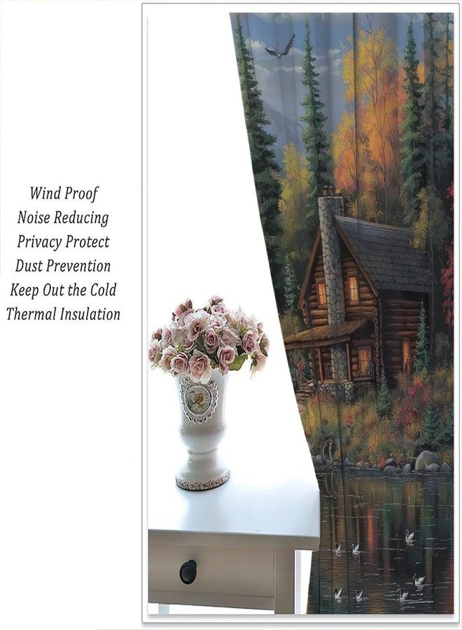 LOMADIA Rustic Bear Blackout Curtains, Retro Forest Animal Lake Wildlife Pattern Drapes, Country Cabin Farmhouse Window Treatments Curtain for Kitchen Bedroom Living Room Home Decor 42" W x 45" L - Image 4
